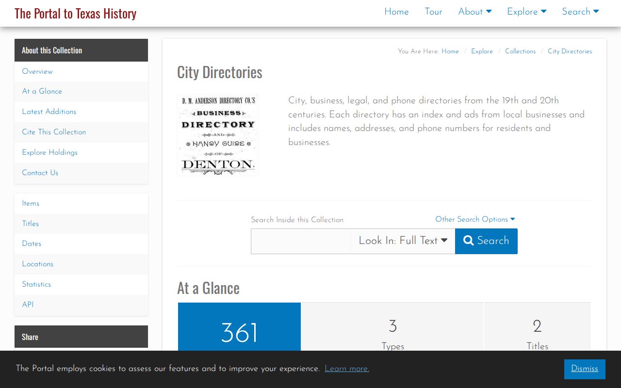 Mission city directory collection search at the Portal to Texas History