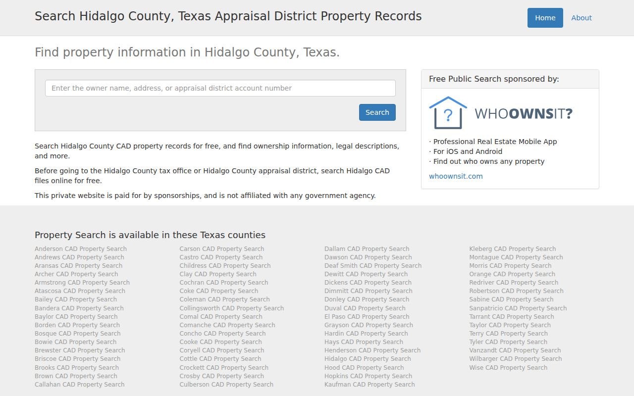 Mission residents directory Hidalgo CAD owner and address search