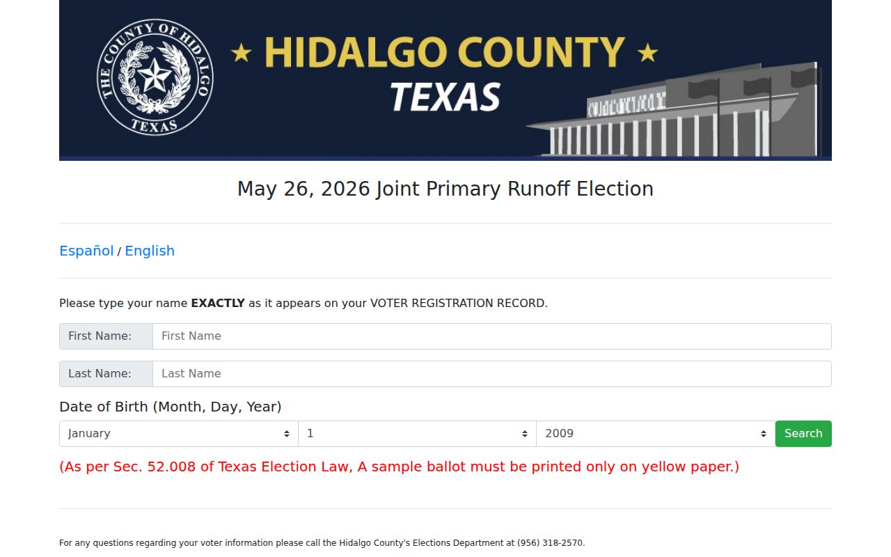 Mission residents directory Hidalgo voter lookup fields