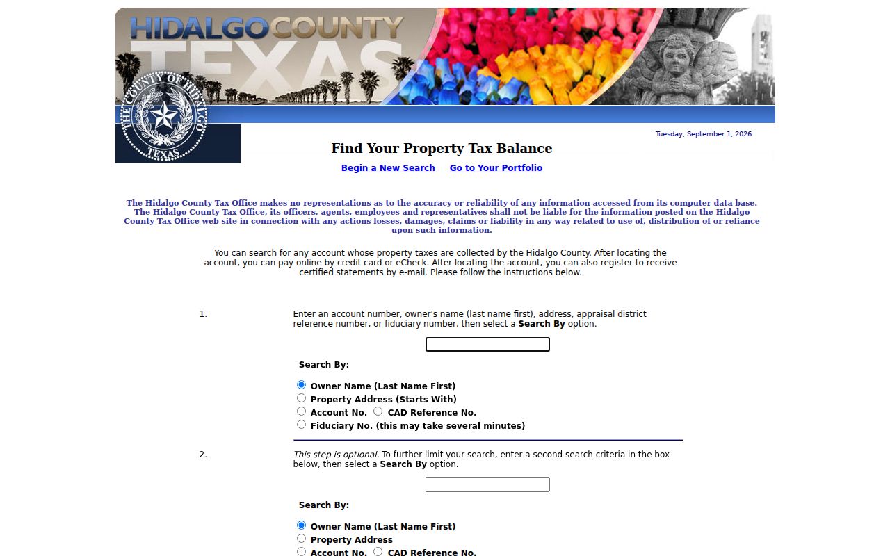 Mission neighbors search through Hidalgo County tax owner and property address fields