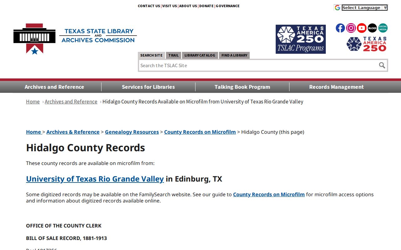 Mission previous residents research through Hidalgo County historical microfilm