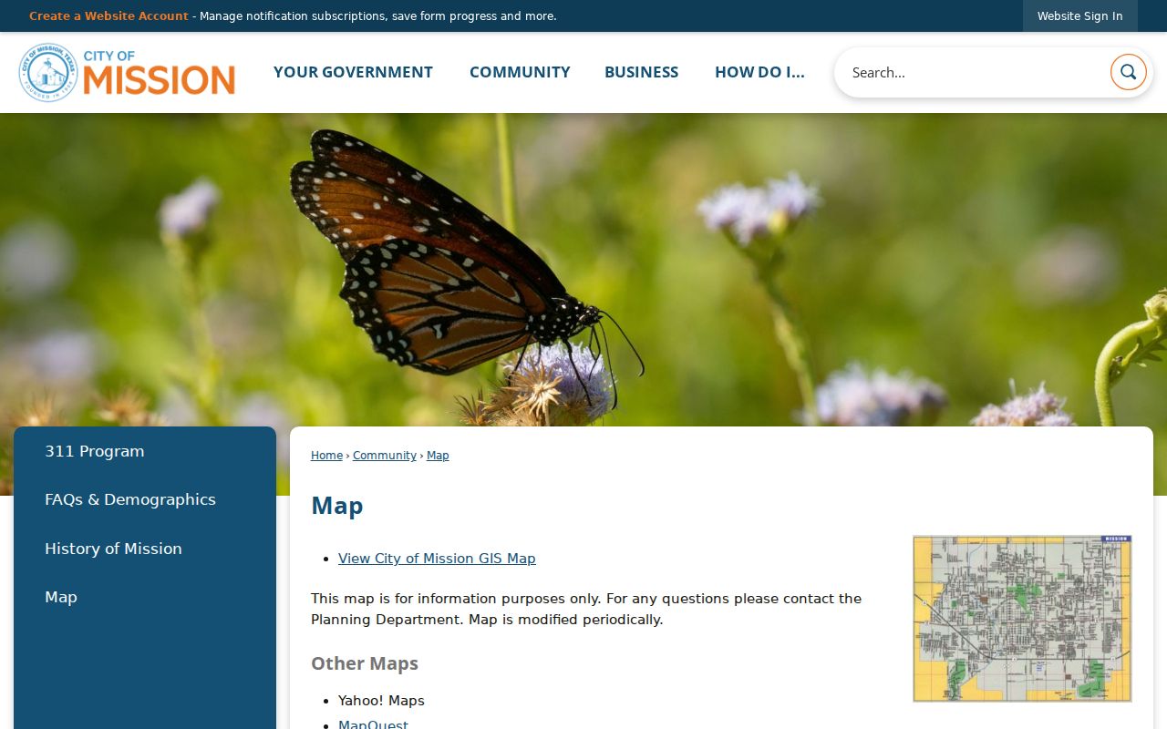 Mission street directory City GIS Map and Planning contact page