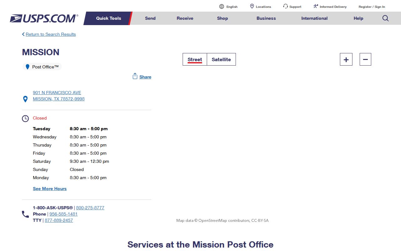 Mission ZIP code directory USPS Mission Post Office location and hours