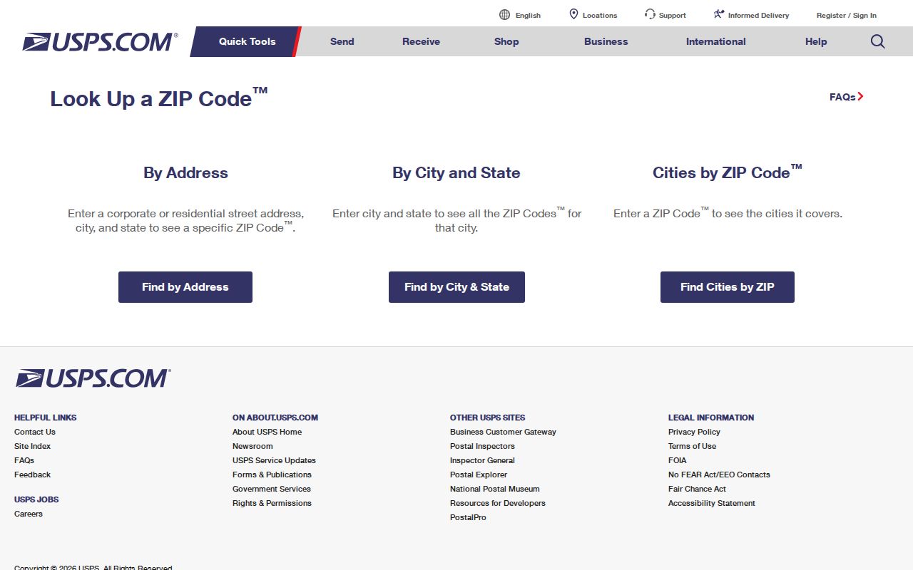 Mission ZIP code directory USPS address lookup page